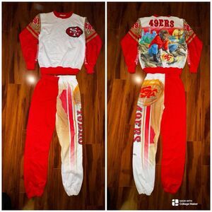 Vintage 90s Chalk Line San Francisco 49ers Sweatshirt Tracksuit Jacket Pants NFL